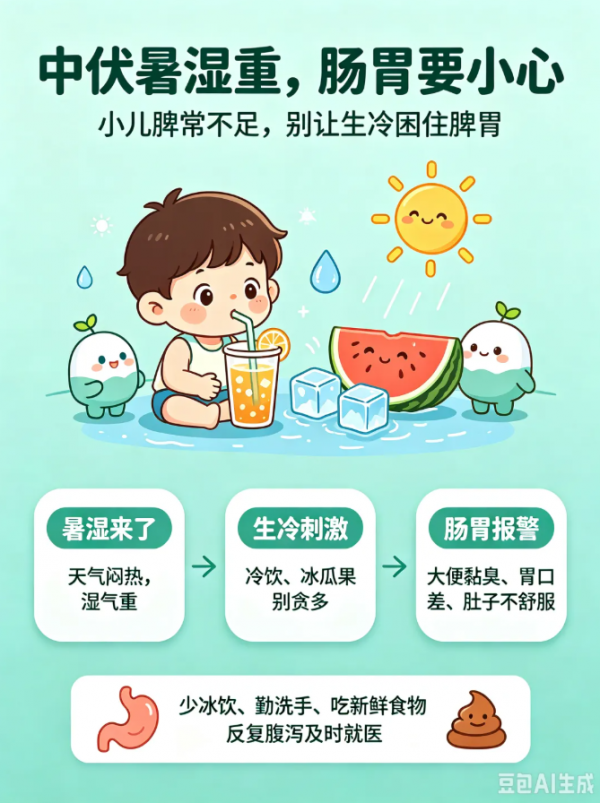 中伏孩子反复拉肚子？不是着凉，多半是湿热在“作祟”！